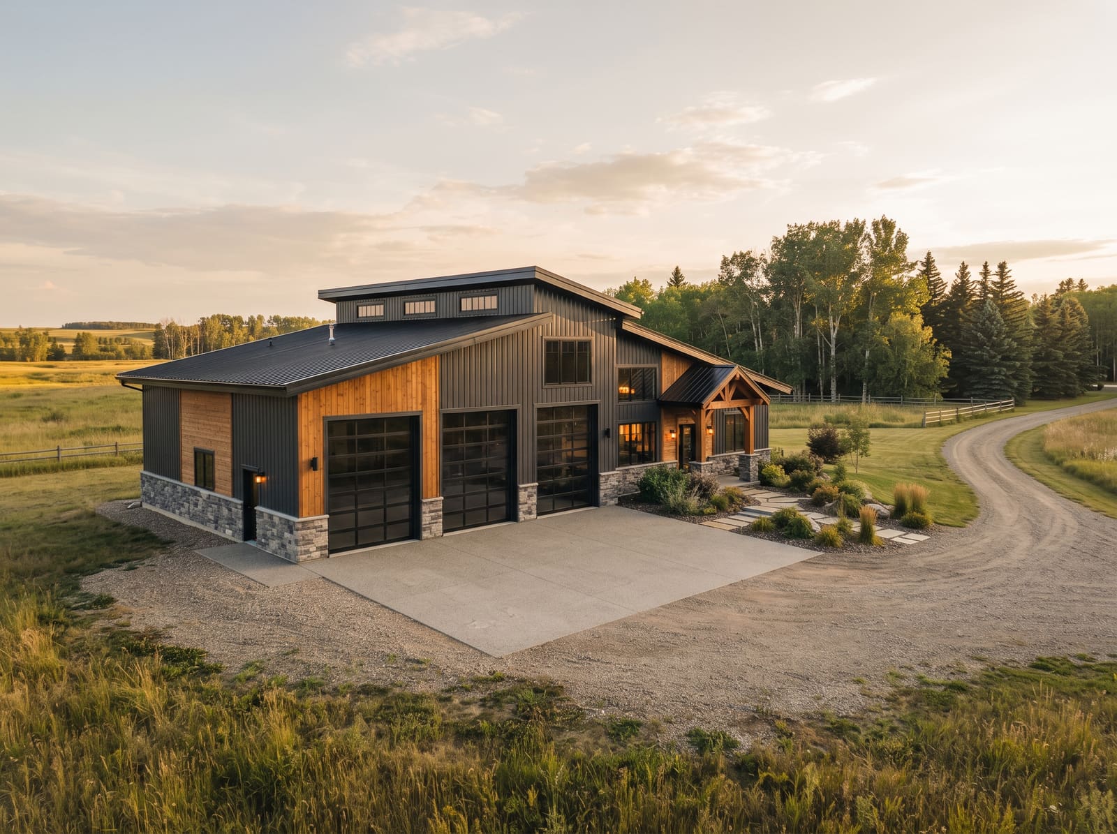 The Longbarn, a garages and shops project in Parkland County